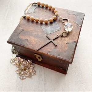 Vintage Wooden Box with Metal Accents and Latch
